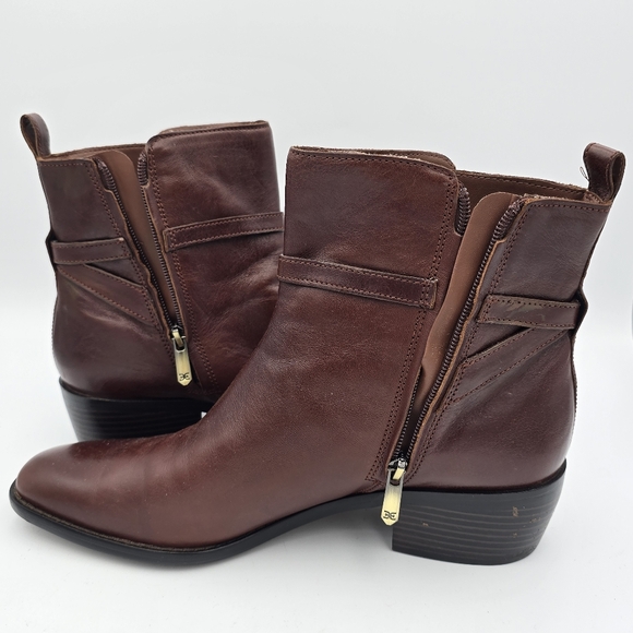 Sam Edelman Brawley Ankle Booties, Deep Pecan Leather, Women's Size 10 - Picture 4 of 16
